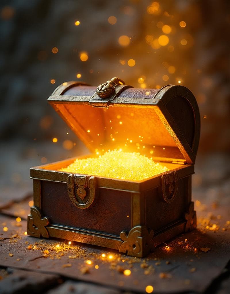 Glowing treasure chest revealing golden light